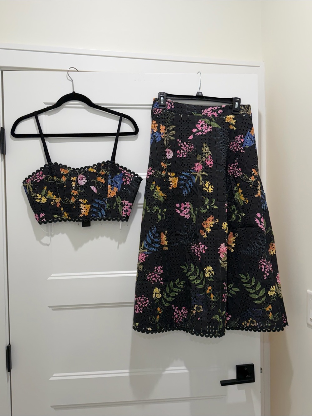 Floral Lace Midi Skirt in Black - Picture 3 of 10